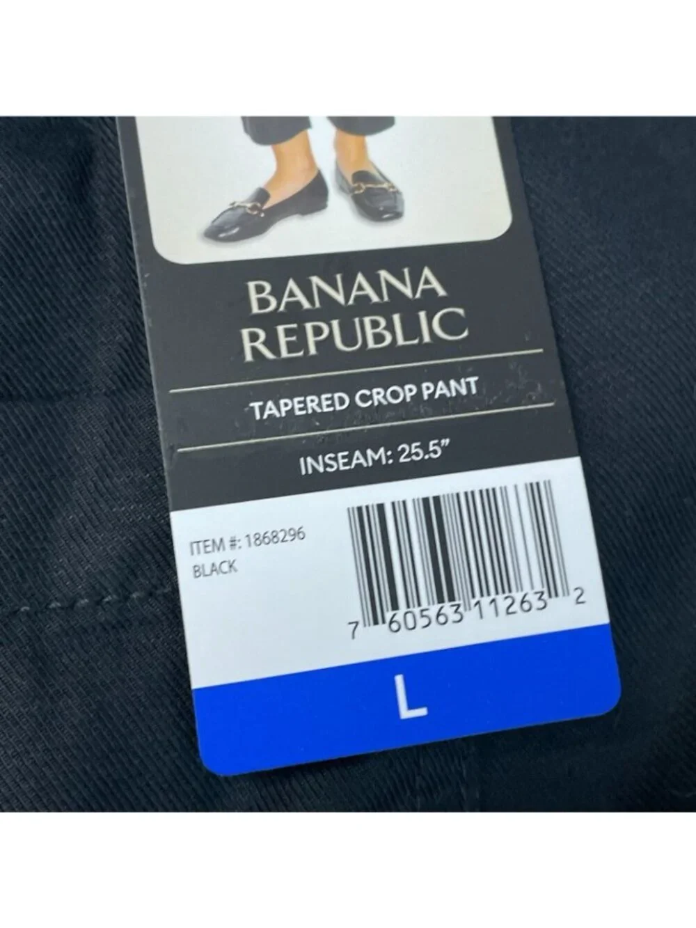 NWT Banana Republic Women's L Linen Blend Tapered Crop Pants Black F1288